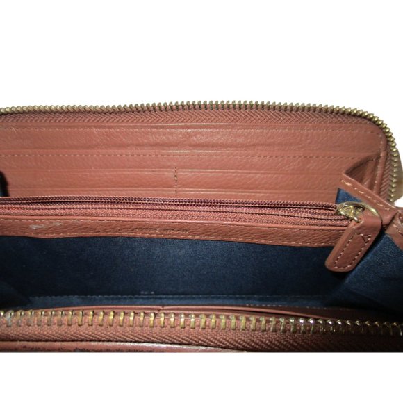 *Cole Haan Brown Pebbled Leather XL Zip Around Continental Clutch Wallet - Picture 3 of 4